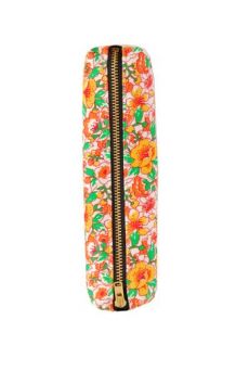 HSS12 PRARIE FLOWERS/ STRIPE PENCIL CASE - ORANGE